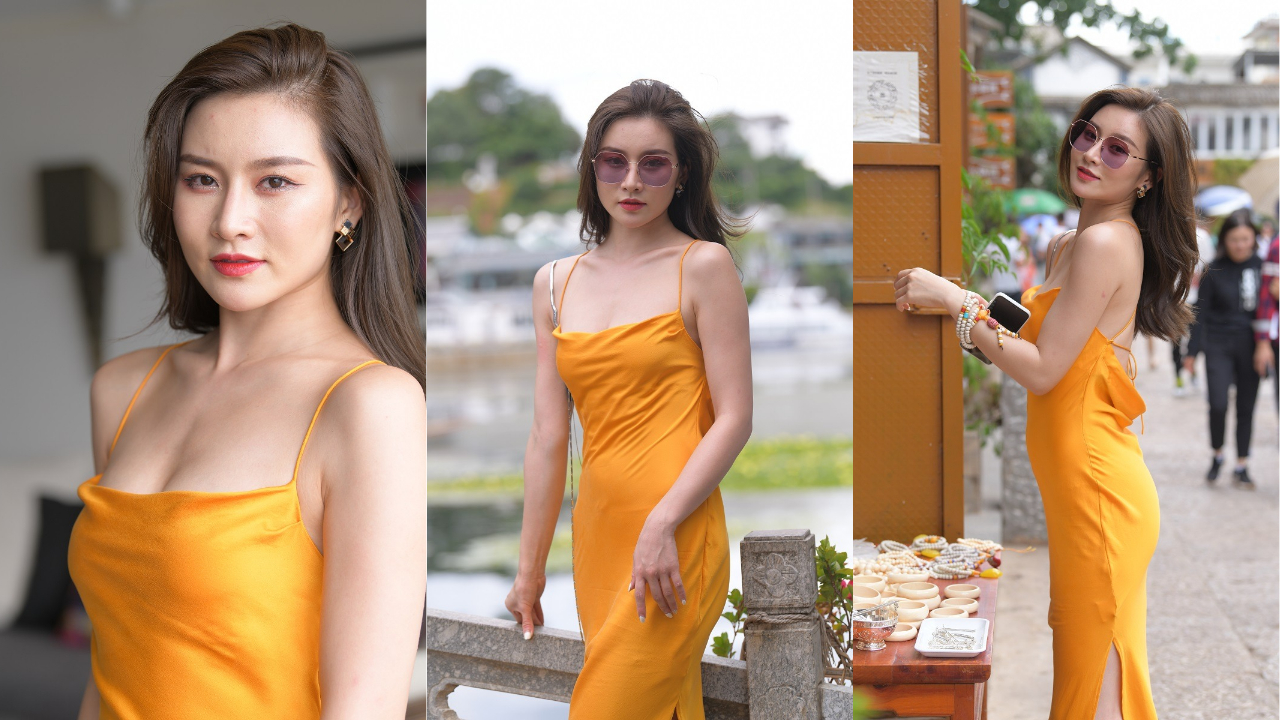 红石旅拍作品 第三篇：黄色包臀裙美女